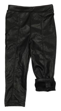 Černé koženkové zateplené legíny Matalan