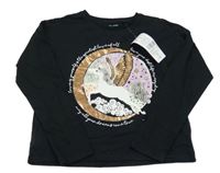 Nové - Černé triko s jednorožcem F&F