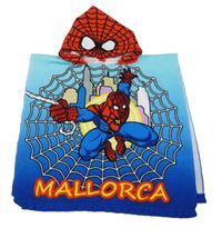 Světlemodro-modré froté osuškové pončo s kapucí - Spider-man