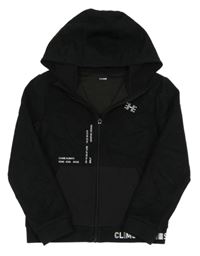 Černá propínací mikina s nápisy a kapucí Kiabi