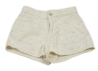 Smetanové riflové kraťasy s korálky Zara