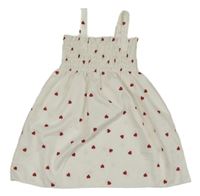 Bílé šusťákové žabičkové šaty se srdíčky