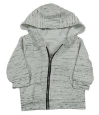 Šedo-bílá melírovaná propínací mikina s kapucí Primark