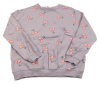 Světlefialová oversize mikina s třešničkami H&M