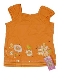 Nové - Oranžové tričko s květy M&S