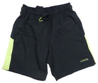 Černo-limetkové sportovní kraťasy Decathlon