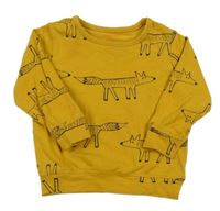 Okrová mikina s liškami Hema