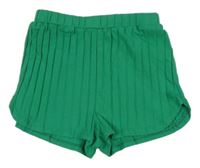 Zelené žebrované bavlněné kraťasy Shein