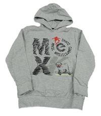 Šedá melírovaná mikina s nápisem a kapucí Mexx