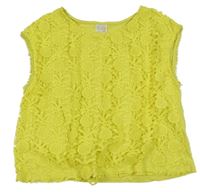 Žlutá krajková crop halenka s ananasy Zara
