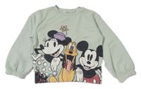 Světlezelená oversize mikina s Mickeym a kamarády H&M