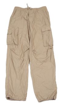 Béžové plátěné cargo cuff kalhoty H&M