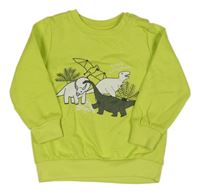 Limetková mikina s dinosaury Lupilu 