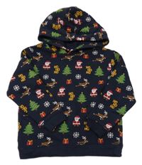 Tmavomodrá mikina se Santou a kapucí H&M