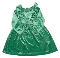 Zelené sametové šaty s volánky H&M