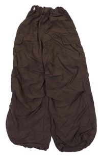Čokoládové šusťákové široké cargo kalhoty H&M
