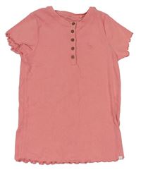 Růžové žebrované tričko s plameňákem Next 