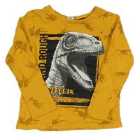 Hořčicové triko s dinosaurem zn. dopodopo