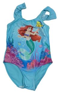 Světletyrkysové jednodílné plavky s Ariel a volánky H&M