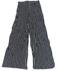 Černo-bílé pruhované šíroké kalhoty H&M