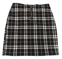 Černo-bílo-růžová kostkovaná sukně New Look