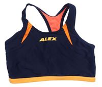 Tmavomodro-oranžovo-křiklavě oranžová plavková lambáda s logem ALEX