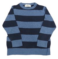Modro-tmavomodrý pruhovaný melírovaný svetr H&M