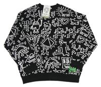Nová - černá oversize mikina s obrázky - Keith Haring H&M