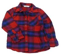 Červeno-tmavomodro-modro-fialová kostkovaná košile M&S