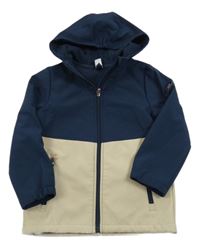 Tmavomodro-béžová softshellová bunda s kapucí Topolino