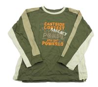 Khaki-béžovo-smetanové triko s nápisy hot+spicy