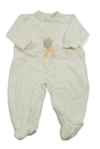 Smetanový sametový overal s medvídkem