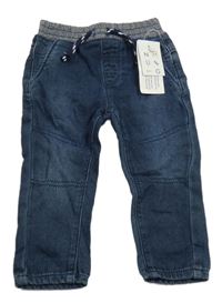 Nové - tmavomodré teplákové rifle s úpletovým pasem NUTMEG