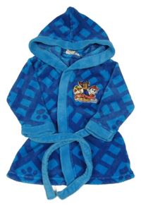 Tmavomodro-modrý plyšový župan s PAW PATROL a kapucí nickelodeon