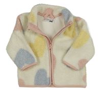 Smetanová huňatá bunda se srdíčky Ergee