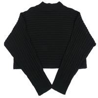 Černý žebrovaný pletený oversize crop rolák New Look