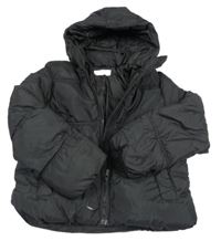 Černá prošívaná šusťáková zimní bunda s odepínací kapucí H&M