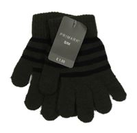 Nové - tmavokhaki-černé prstové rukavice s pruhy