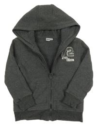 Tmavošedá melírovaná propínací zateplená mikina s číslem a kapucí alive