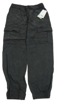 Nové - černé cargo cuff kalhoty riflového vzhledu F&F