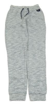 Šedo-bílo-modro-černé melírované tepláky s nášivkou YIGGA