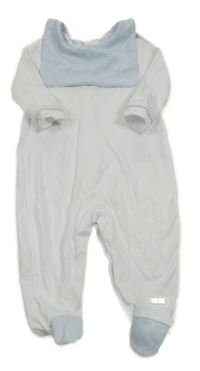 Bílý sametový overal se světlemodrým límcem blues baby