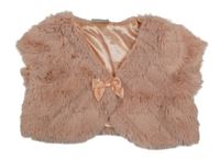 Světlerůžové kárované kožešinové podšité bolérko s mašlí name it.