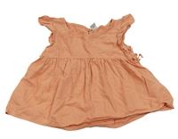 Skořicová kostkovaná tunika s mašlemi a volánky Tu