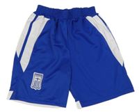 Safírovo-bílé sportovní fotbalové kraťasy se znakem