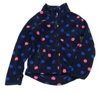 Tmavomodrá puntíkatá fleecová propínací mikina KIDS