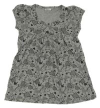 Šedá melírovaná tunika se srdíčky a vzorem X-MAIL