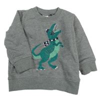 Šedá melírovaná mikina s dinosaurem carter's