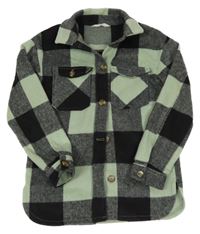 Černo-mentolová kostkovaná vlněná košilová bunda H&M