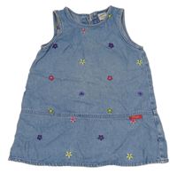 Modré riflové šaty s barevnými květy Next